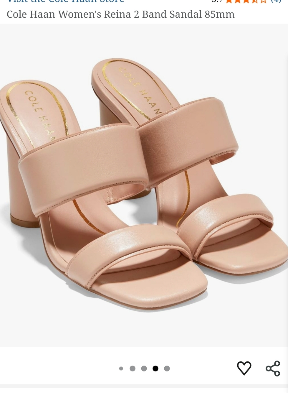 Cole Haan Blush Tan Block Heel Slide Sandals 9.5m. New